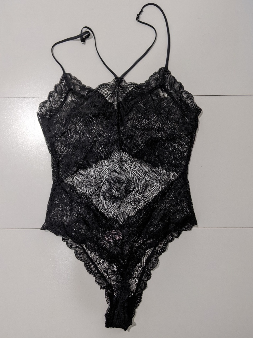 VS Black Floral Lace Teddy